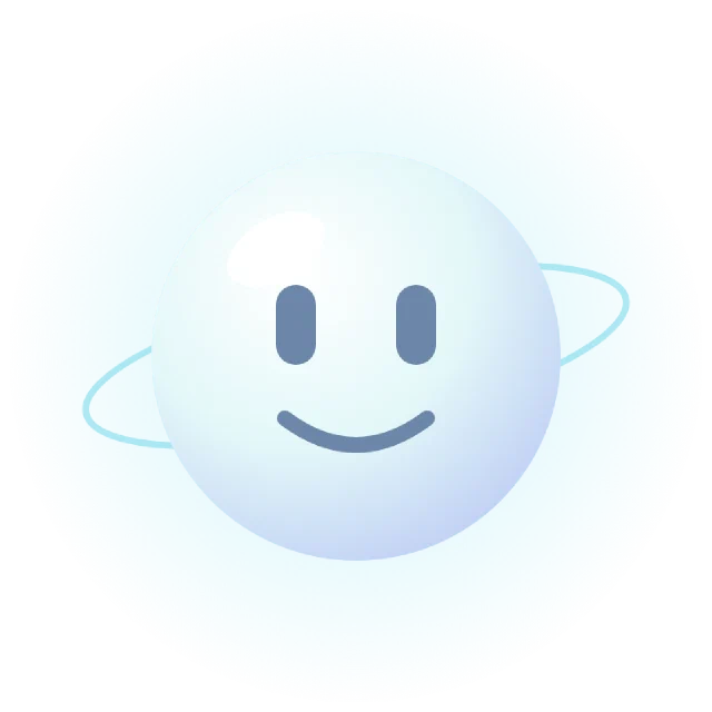 Totally Safe AI: a glossy pastel orb with a soft smile and a thin halo ring, and no outline